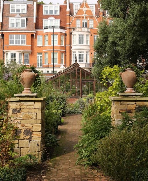 The walled garden and glasshouse at Chelsea Physic Garden, London