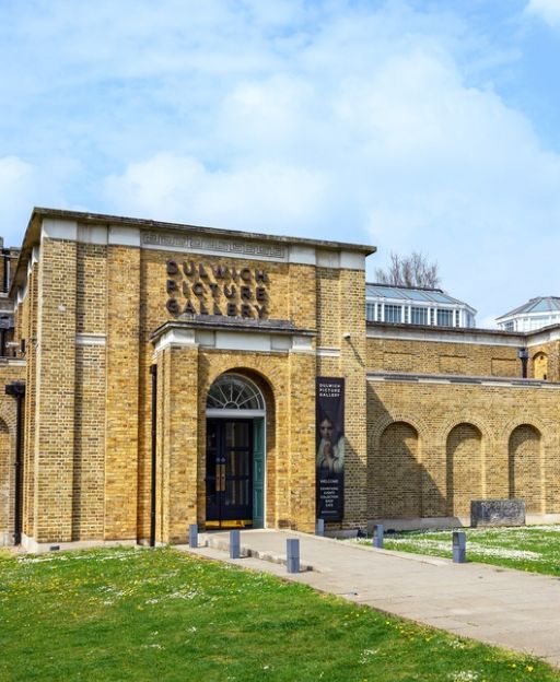 Dulwich Picture Gallery exterior, a yellow brick building in South London