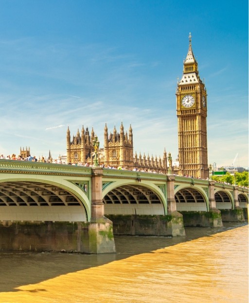 Westminster Bridge and Big Ben on the River Thames, London