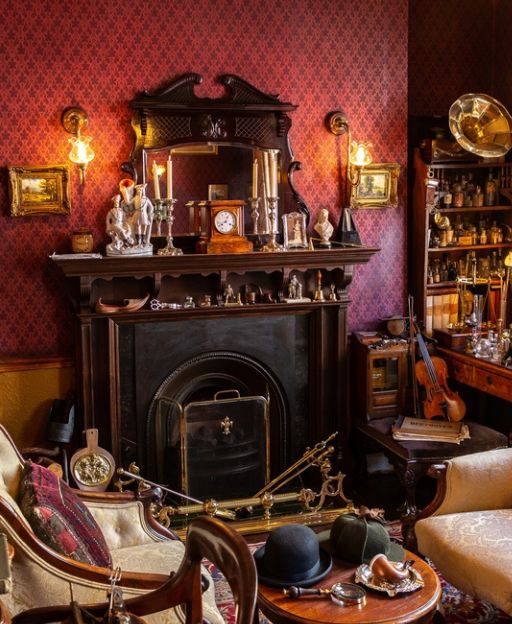 Victorian sitting room recreation at the Sherlock Holmes Museum, 221B Baker Street London