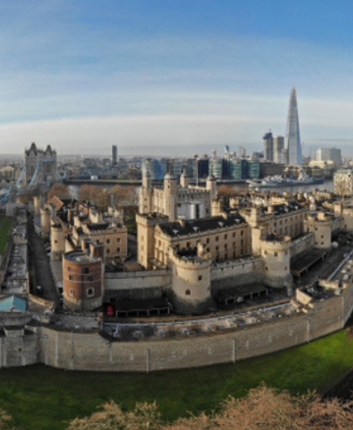 Aerial view of the Tower of London, a Norman fortress where English history — and many English surnames — began
