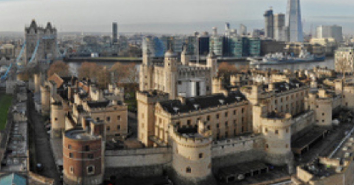 Aerial view of the Tower of London, a Norman fortress where English history — and many English surnames — began