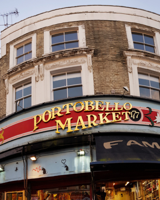 Portobello Market sign in Notting Hill London