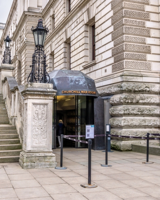 Entrance to the Churchill War Rooms on King Charles Street, Westminster, London