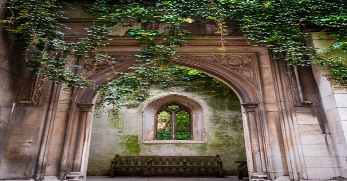 St Dunstan-in-the-East, a medieval church left as a Blitz memorial garden in the City of London