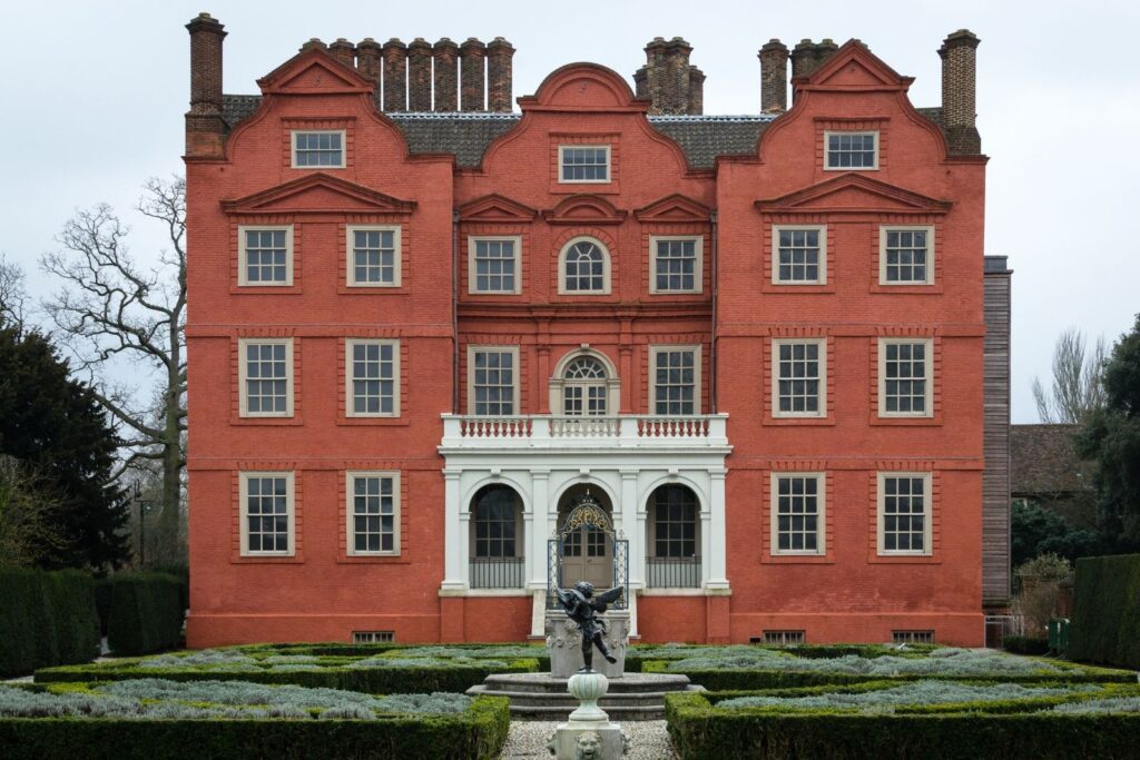 Kew Palace, the red-brick royal house in Kew Gardens, behind its sunken garden