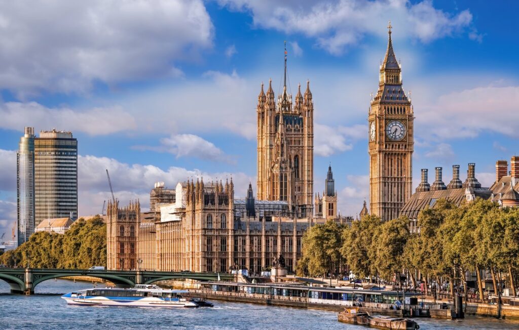 Palace of Westminster and the Elizabeth Tower in afternoon sun