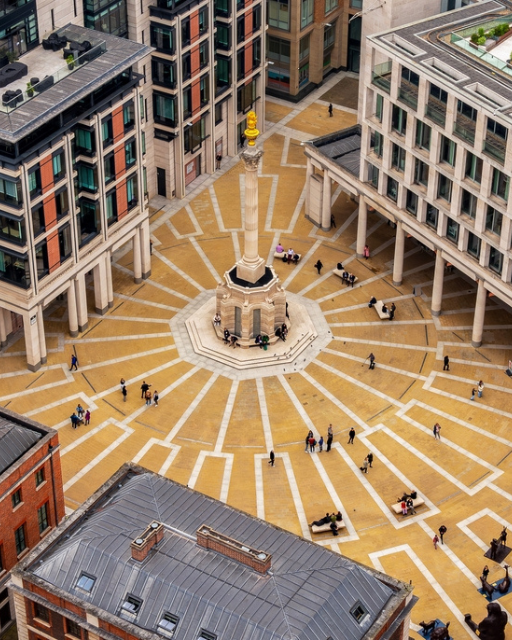 Paternoster Square next to St Paul's Cathedral London, rebuilt after the Great Fire of 1666 destroyed the famous booksellers of Paternoster Row