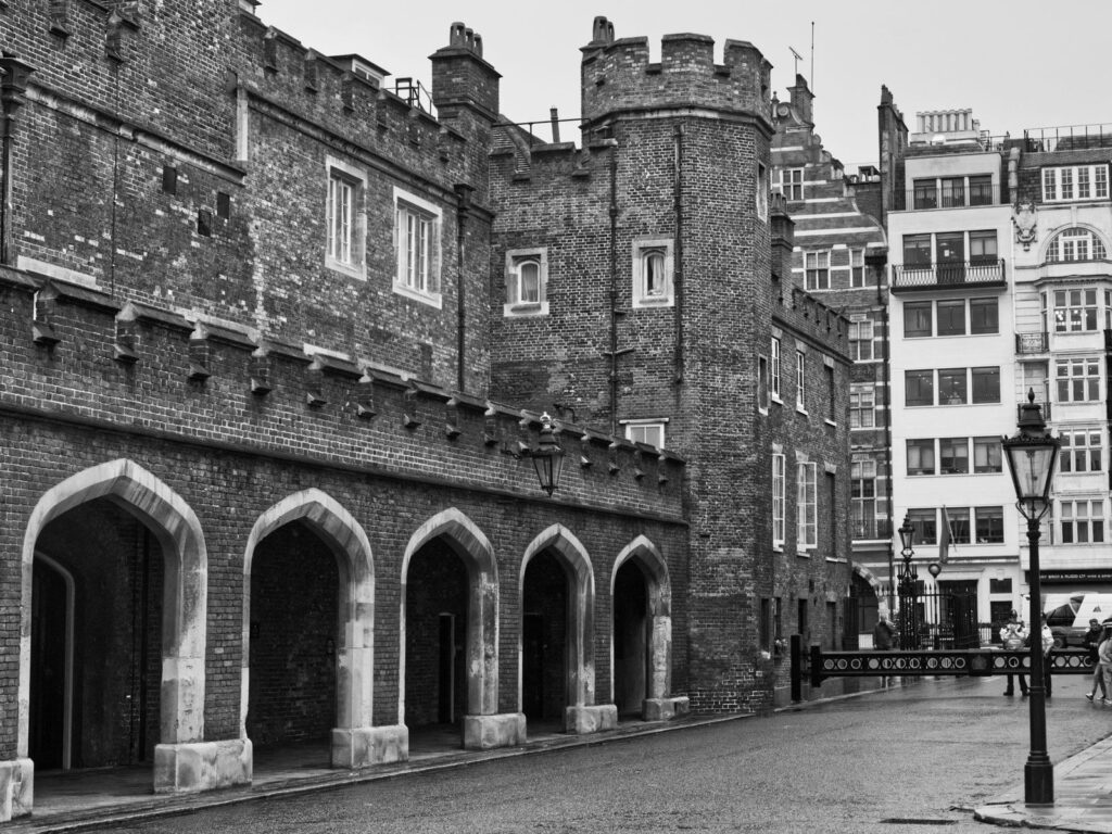 St James's Palace in black and white