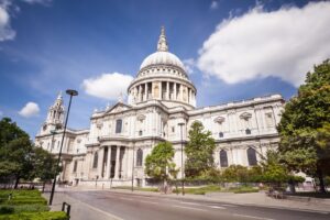 St Paul's Cathedral dome against a blue sky