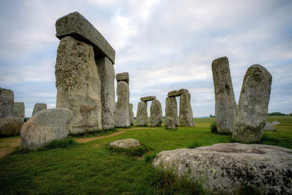 Inside the stone circle at Stonehenge, Wiltshire