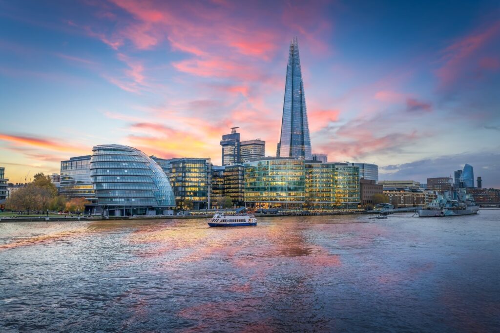 The Shard rising above More London by the Thames