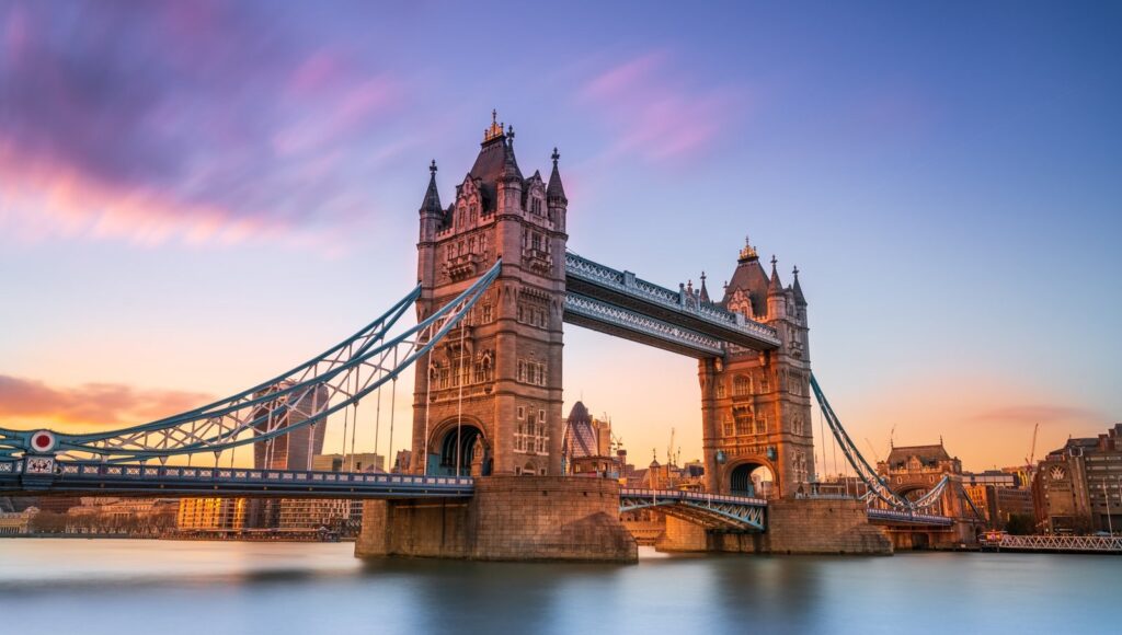 Tower Bridge at sunset over the Thames