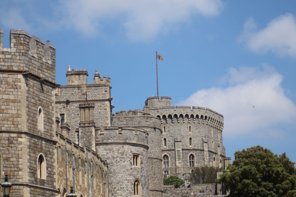 Round Tower of Windsor Castle with a flag flying